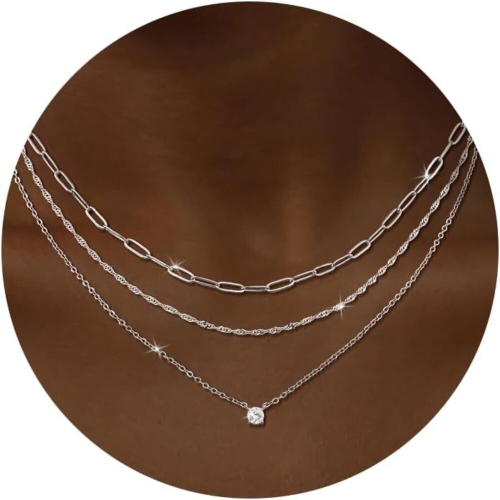 Trendy Lightweight Silver Plated Stackable Neckla… - image 1